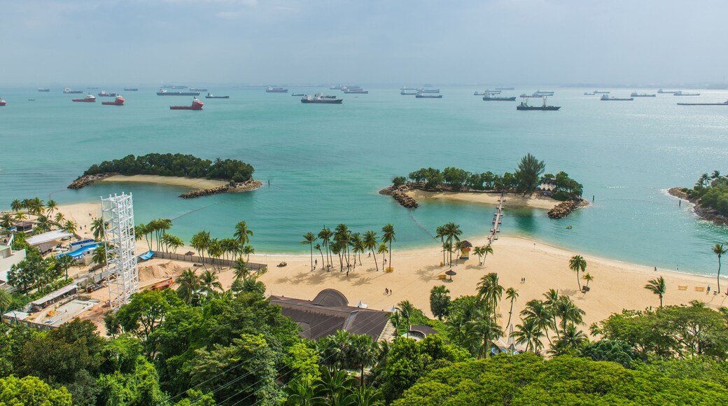 Aerial view of tropical beach in Sentosa island