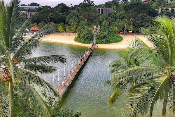 Very popular and one of many beaches in sentosa island in Singapore. Beautiful view and calm water is why many tourists comes here.