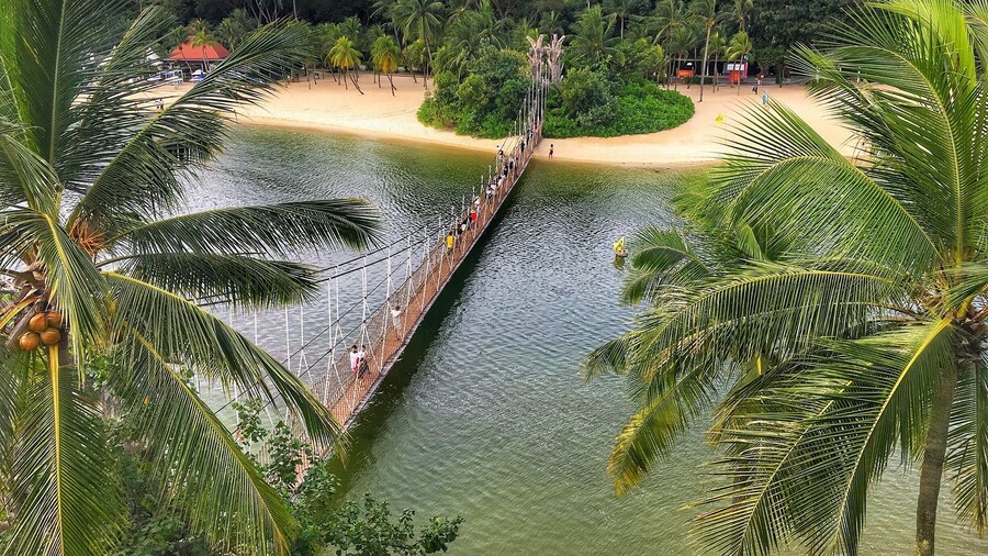 Very popular and one of many beaches in sentosa island in Singapore. Beautiful view and calm water is why many tourists comes here.
