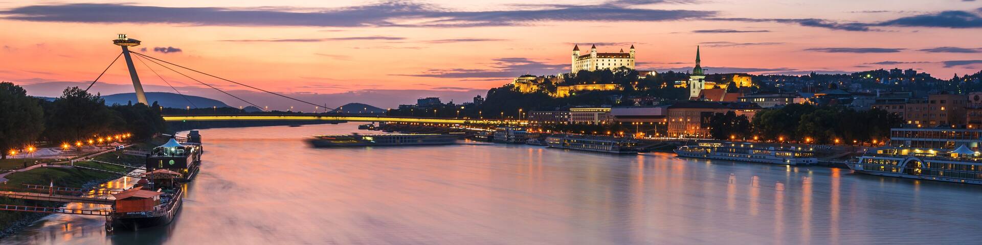 Beautiful summer sunset over Bratislava (Slovakia, Europe)