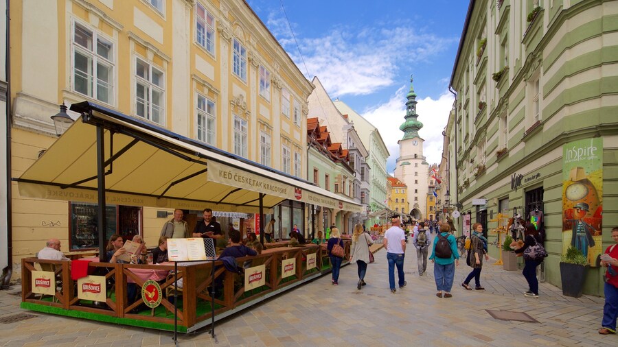 Michael\'s Gate which includes street scenes and cafe lifestyle as well as a small group of people