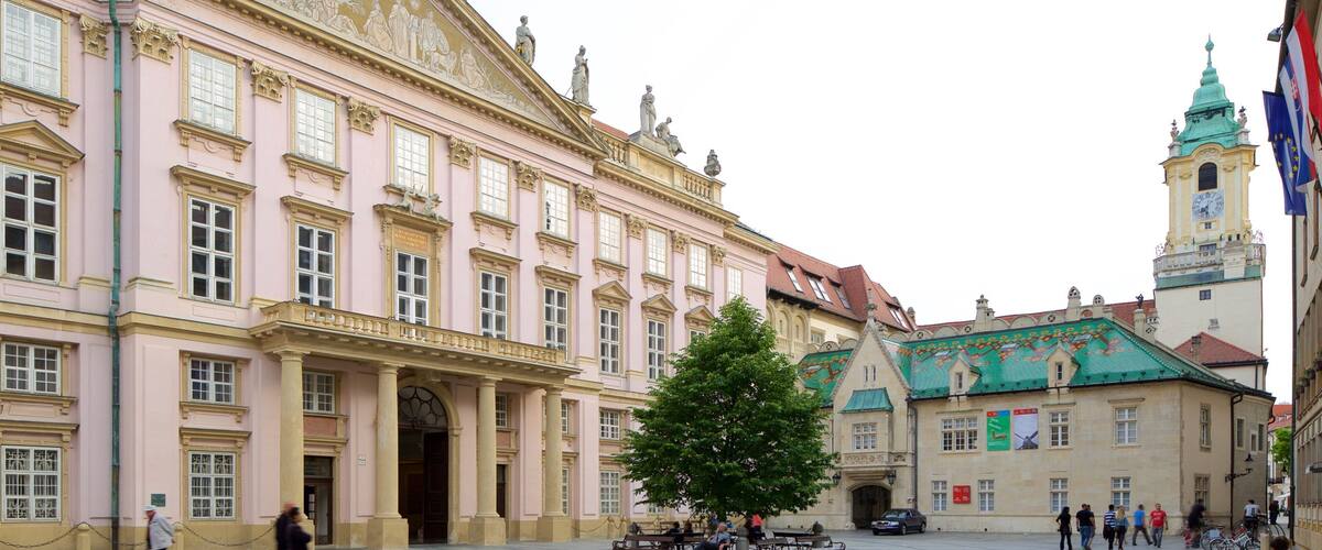Primate\'s Palace showing a square or plaza, a city and heritage elements
