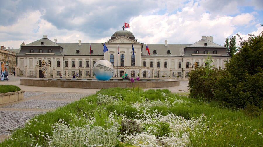 Presidential Palace which includes a statue or sculpture, a castle and a garden