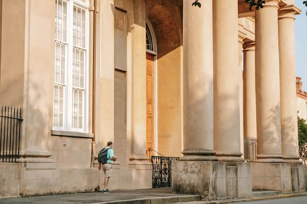 St. Philip\'s Church showing street scenes and heritage architecture as well as an individual male