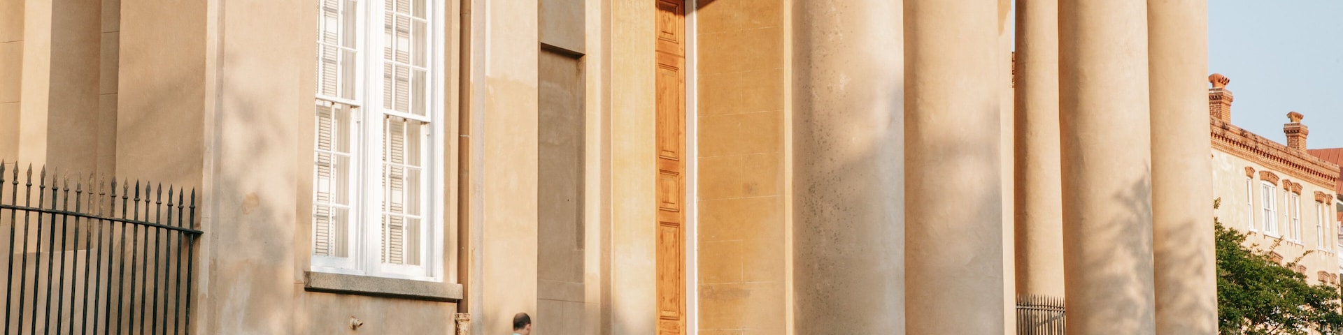 St. Philip\'s Church showing street scenes and heritage architecture as well as an individual male