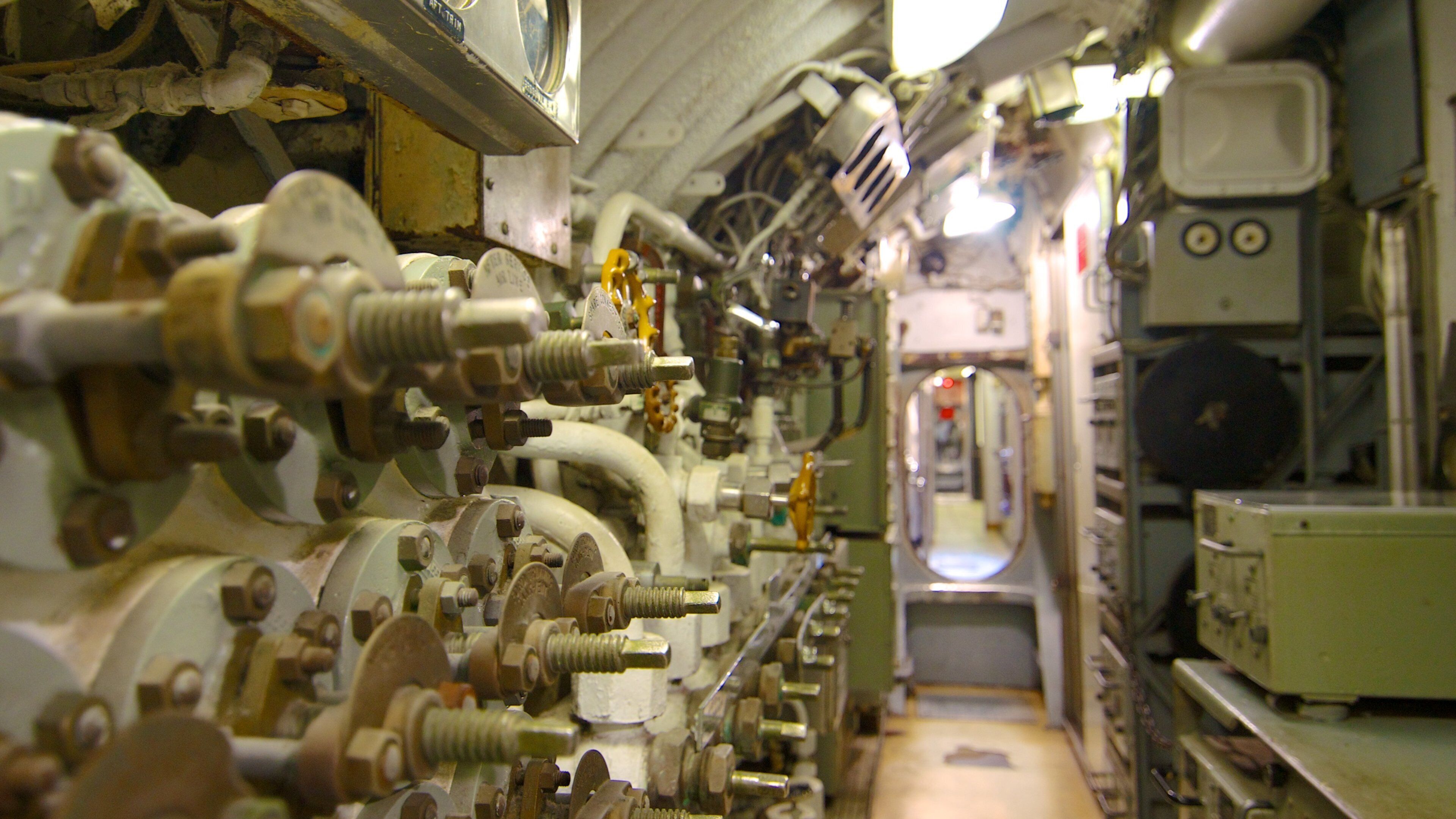 Patriots Point showing interior views and military items