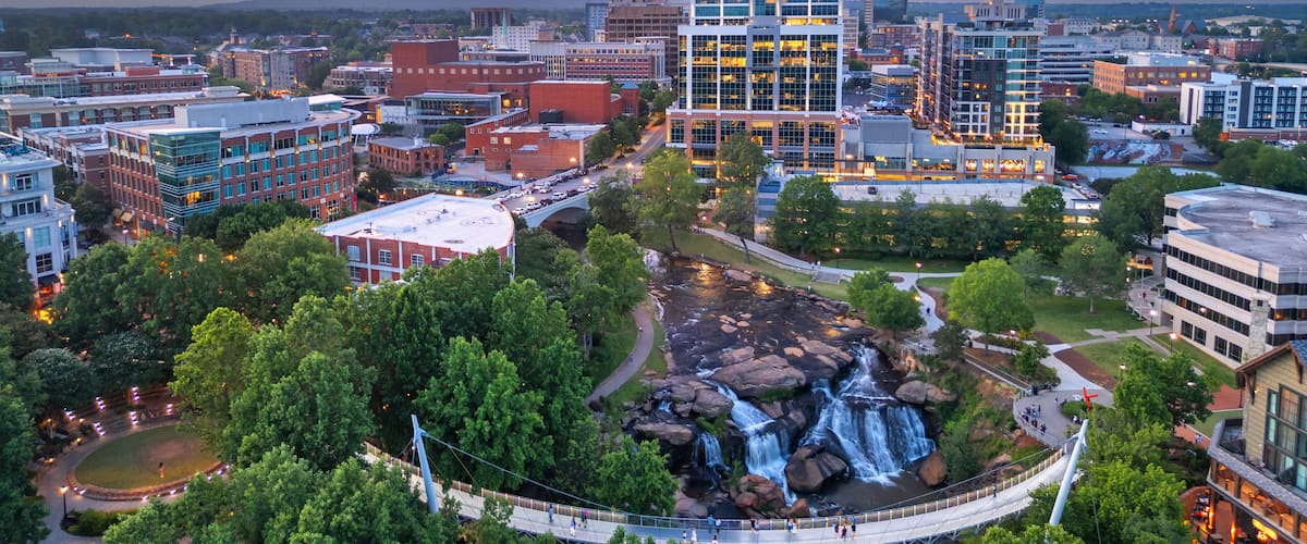 Greenville, South Carolina at Falls Park on Reedy Creek