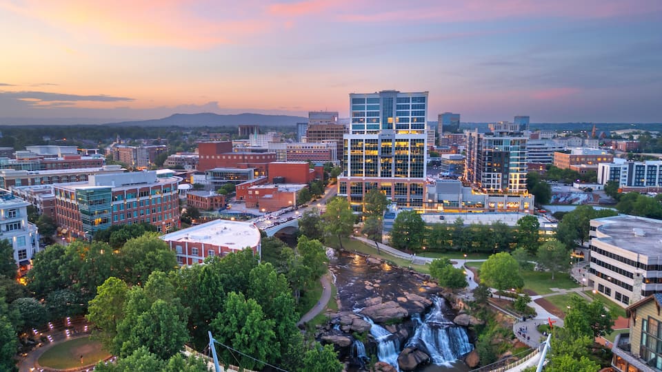 Greenville, South Carolina at Falls Park on Reedy Creek