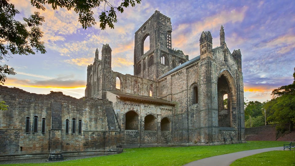 Kirkstall Abbey at sunset, Leeds, England, UK