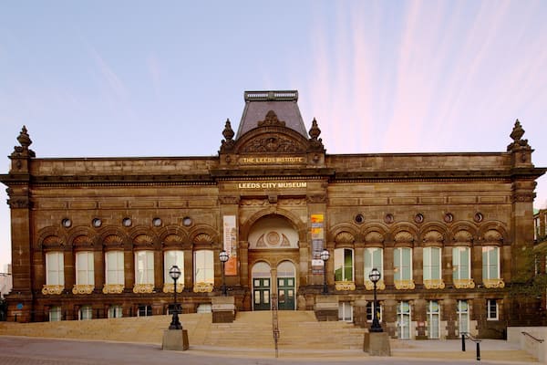 The Leeds Institute and Leeds City Museum with ornate architecture and a prominent entrance.