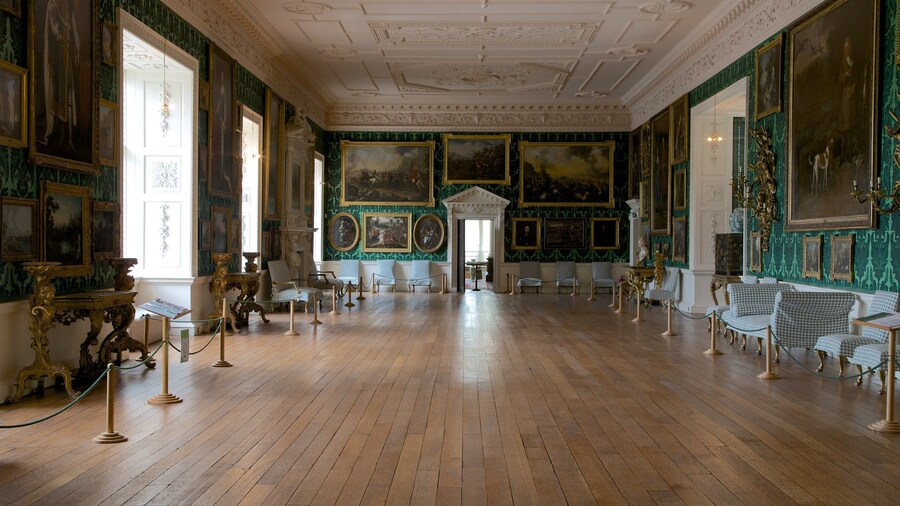 Temple Newsam House showing a castle, interior views and art
