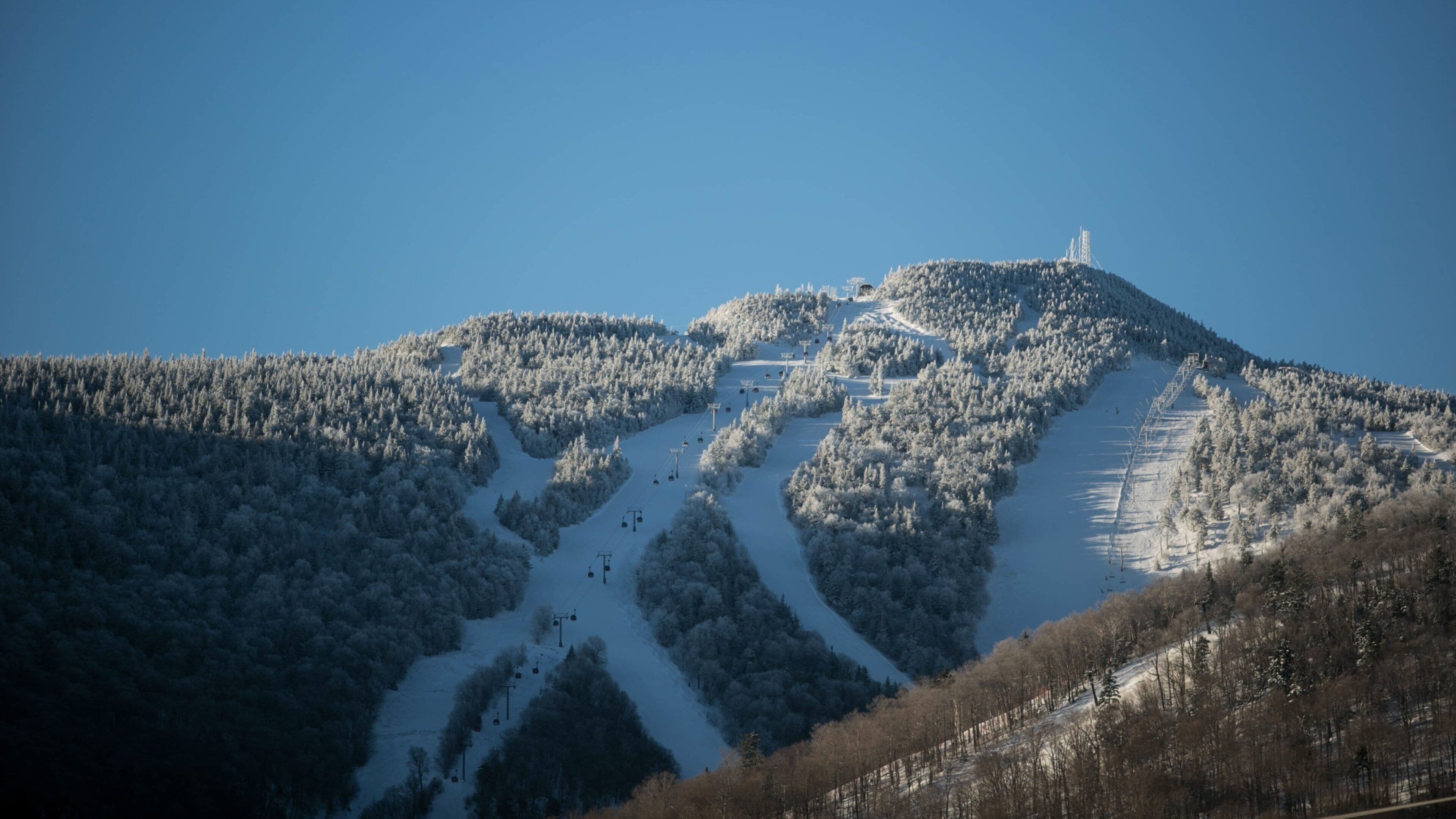 Killington Ski Resort featuring mountains, snow and forest scenes