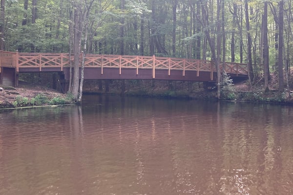 This is a new bridge over the indian creek in Chesapeake virginia. Near northwest river campground
