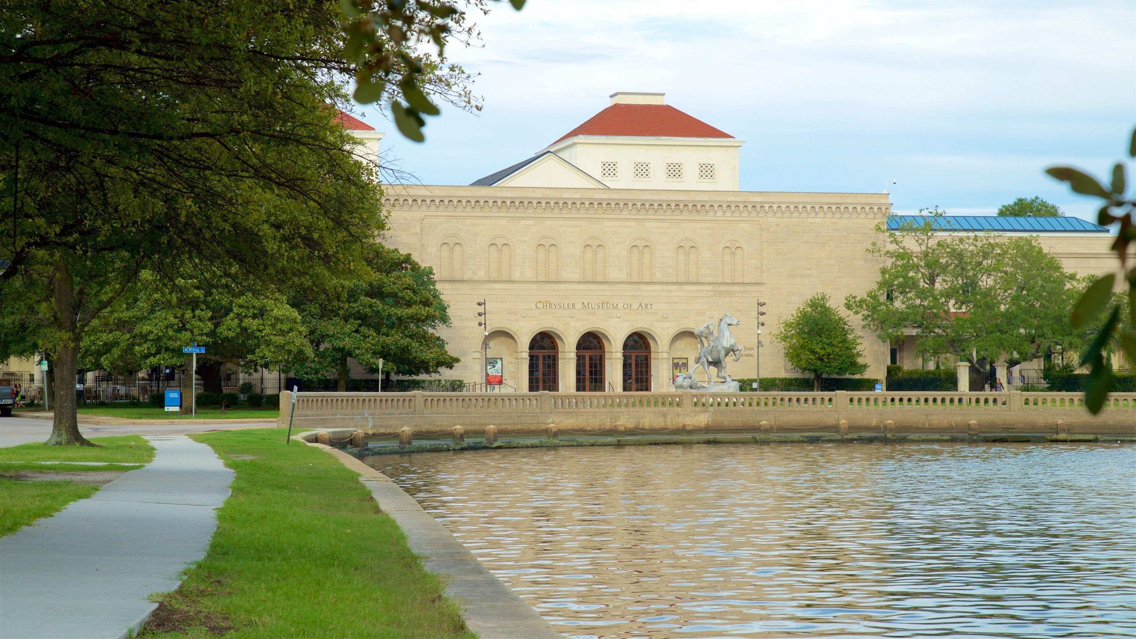 Chrysler Museum of Art which includes a lake or waterhole and a garden