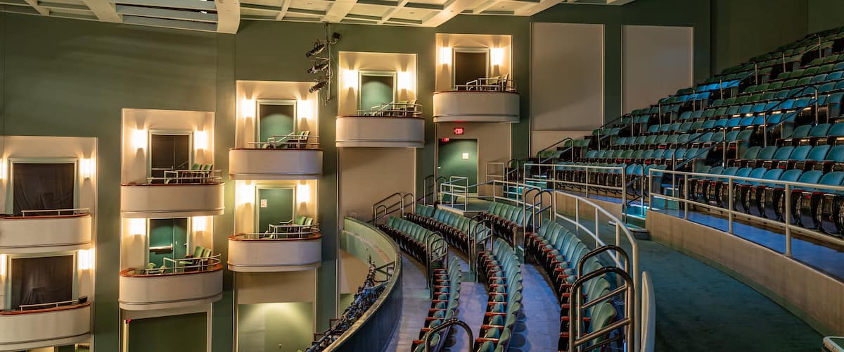 Harrison Opera House showing interior views and theater scenes