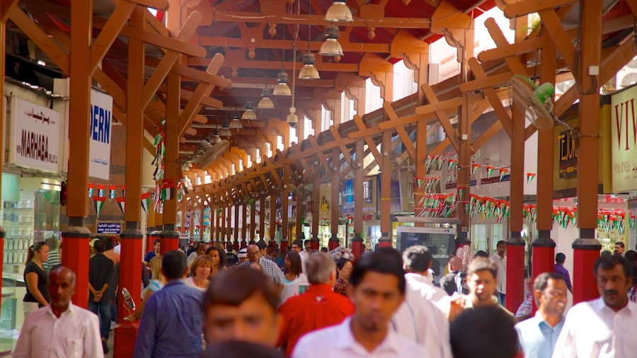 Gold Souk showing interior views as well as a large group of people