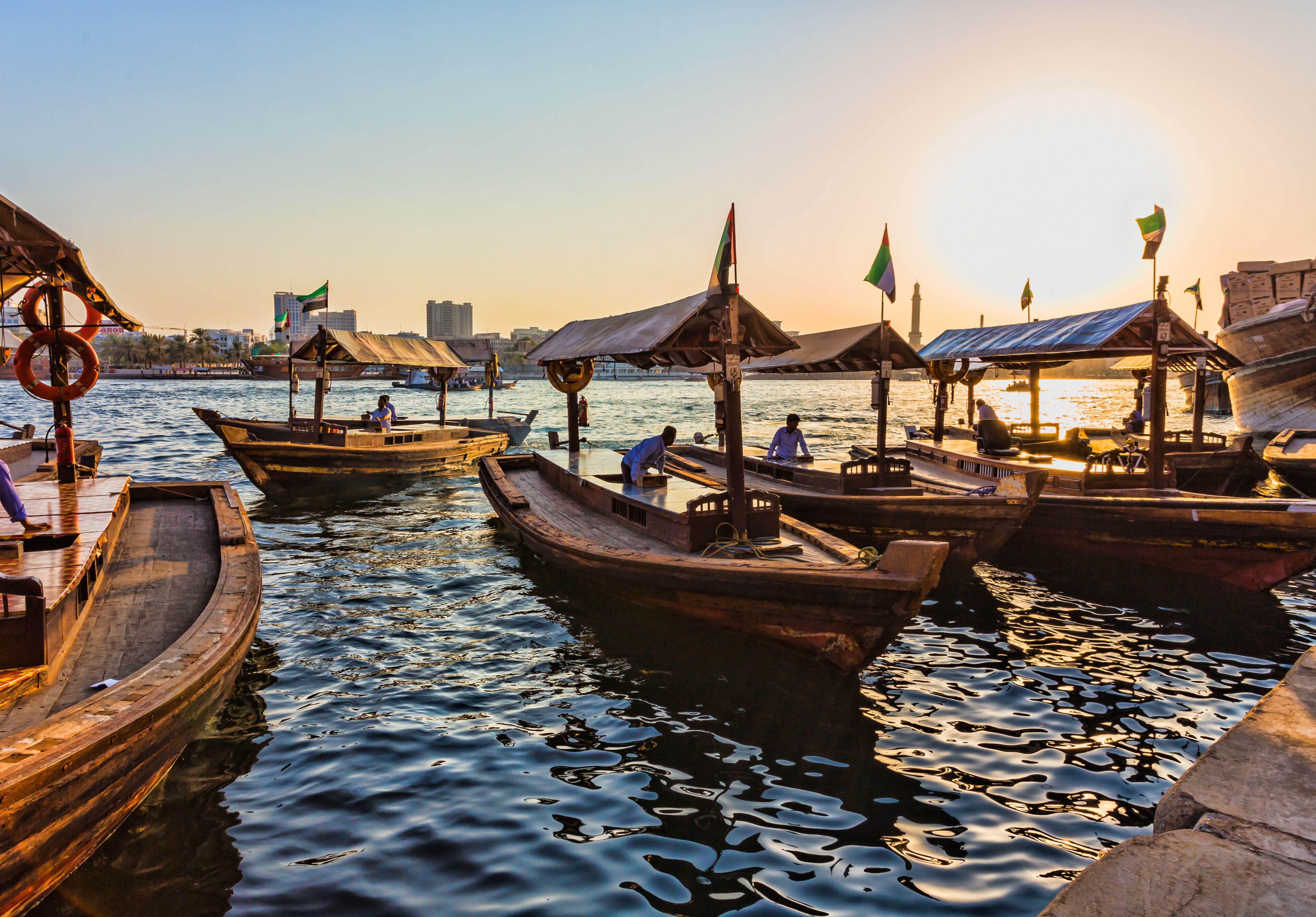  Boats on the Bay Creek in Dubai, UAE