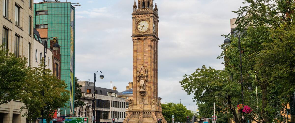 Albert Memorial Clock Tower featuring heritage architecture and a city