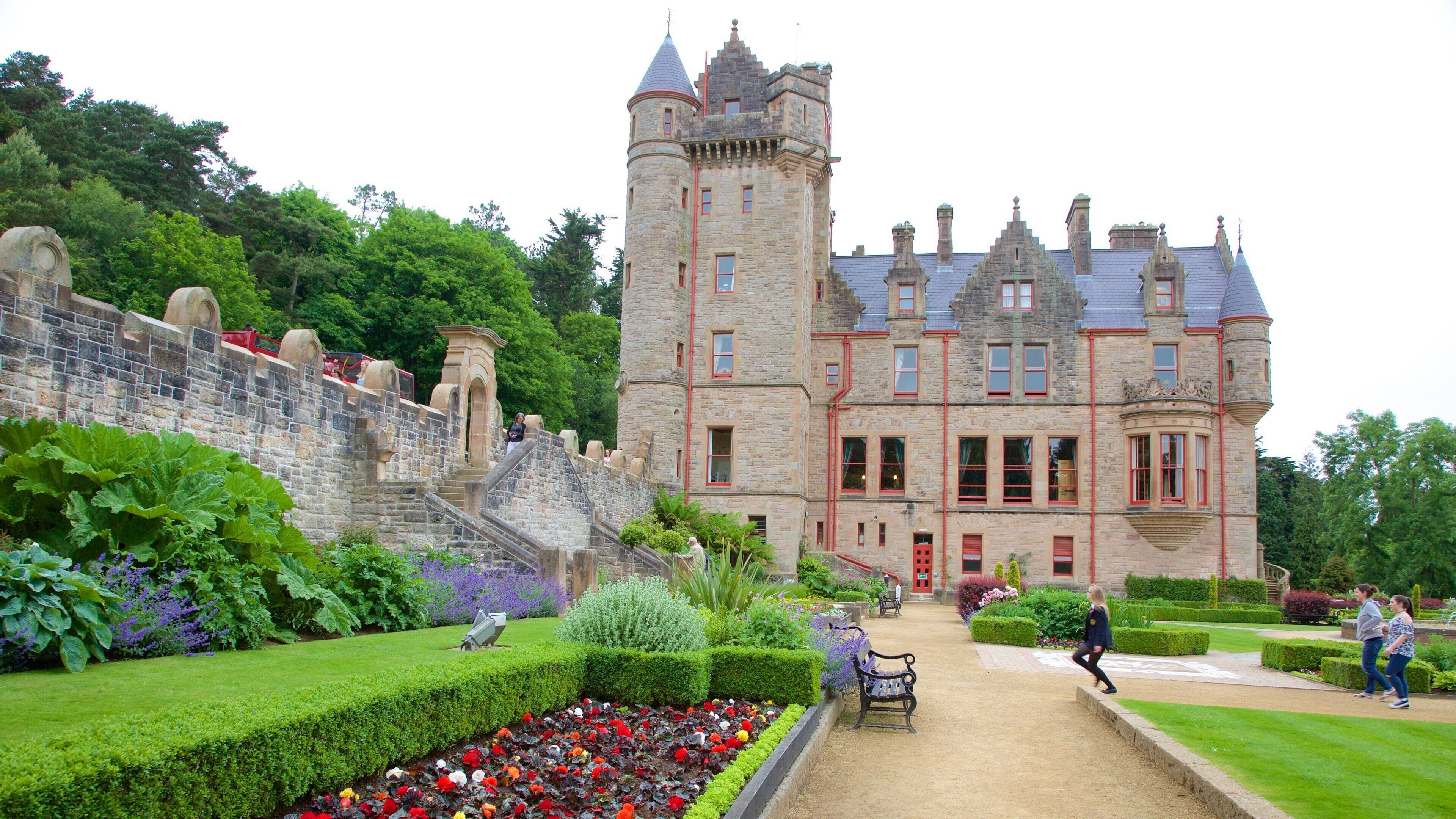 Belfast Castle showing chateau or palace, a park and heritage architecture