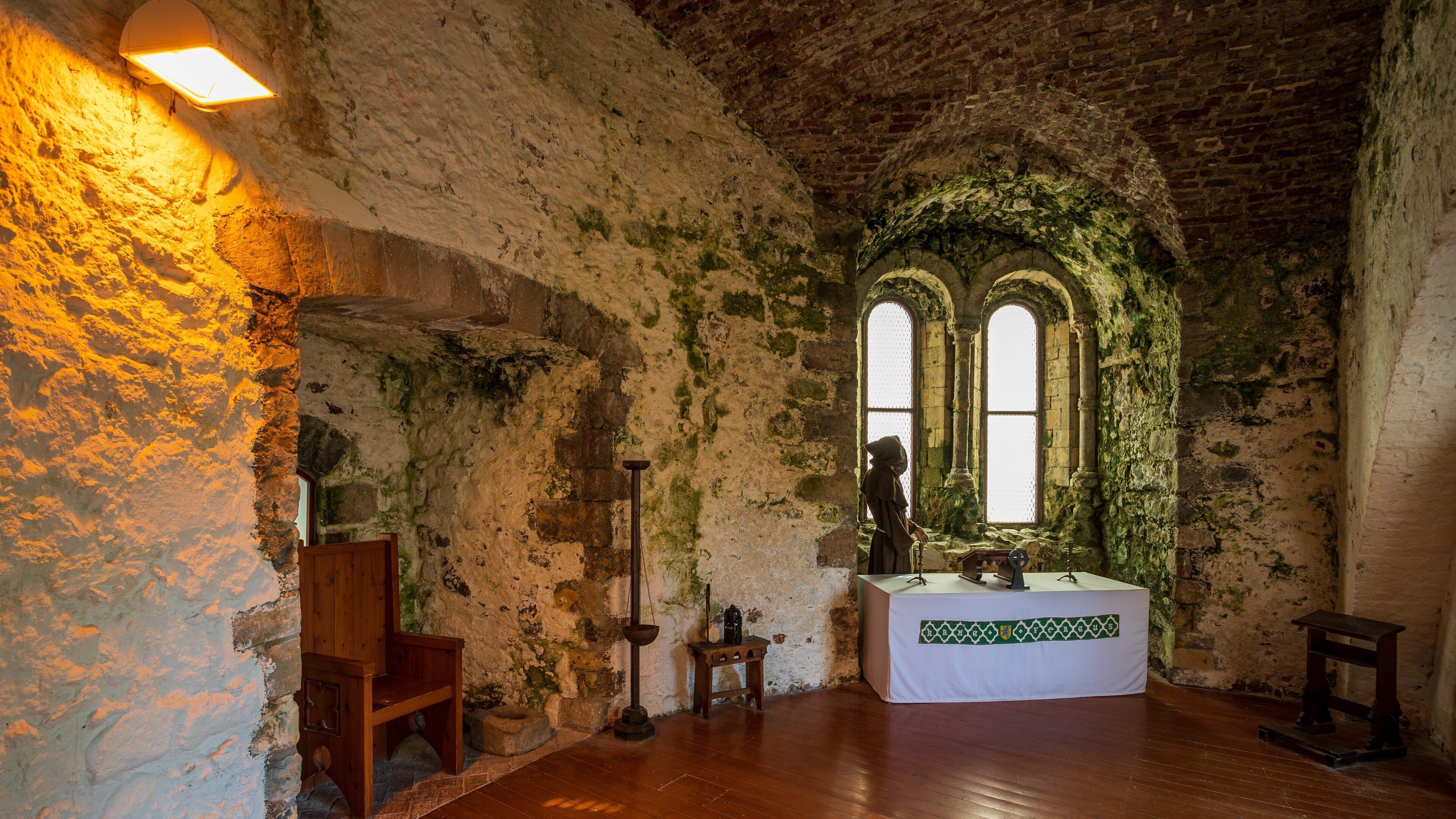 Carrickfergus Castle which includes heritage elements, interior views and a castle