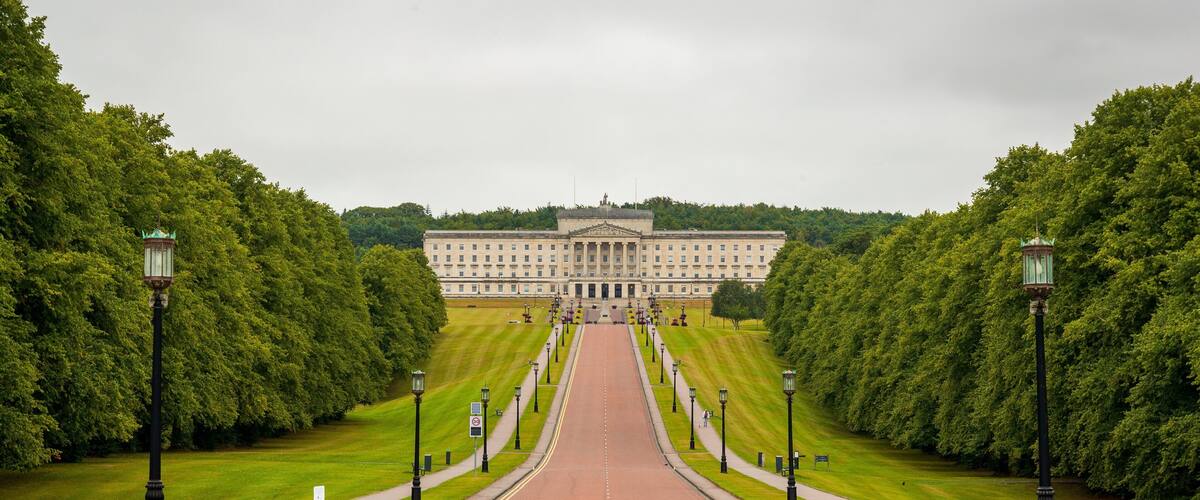 Stormont Parliament Buildings showing an administrative buidling and heritage architecture