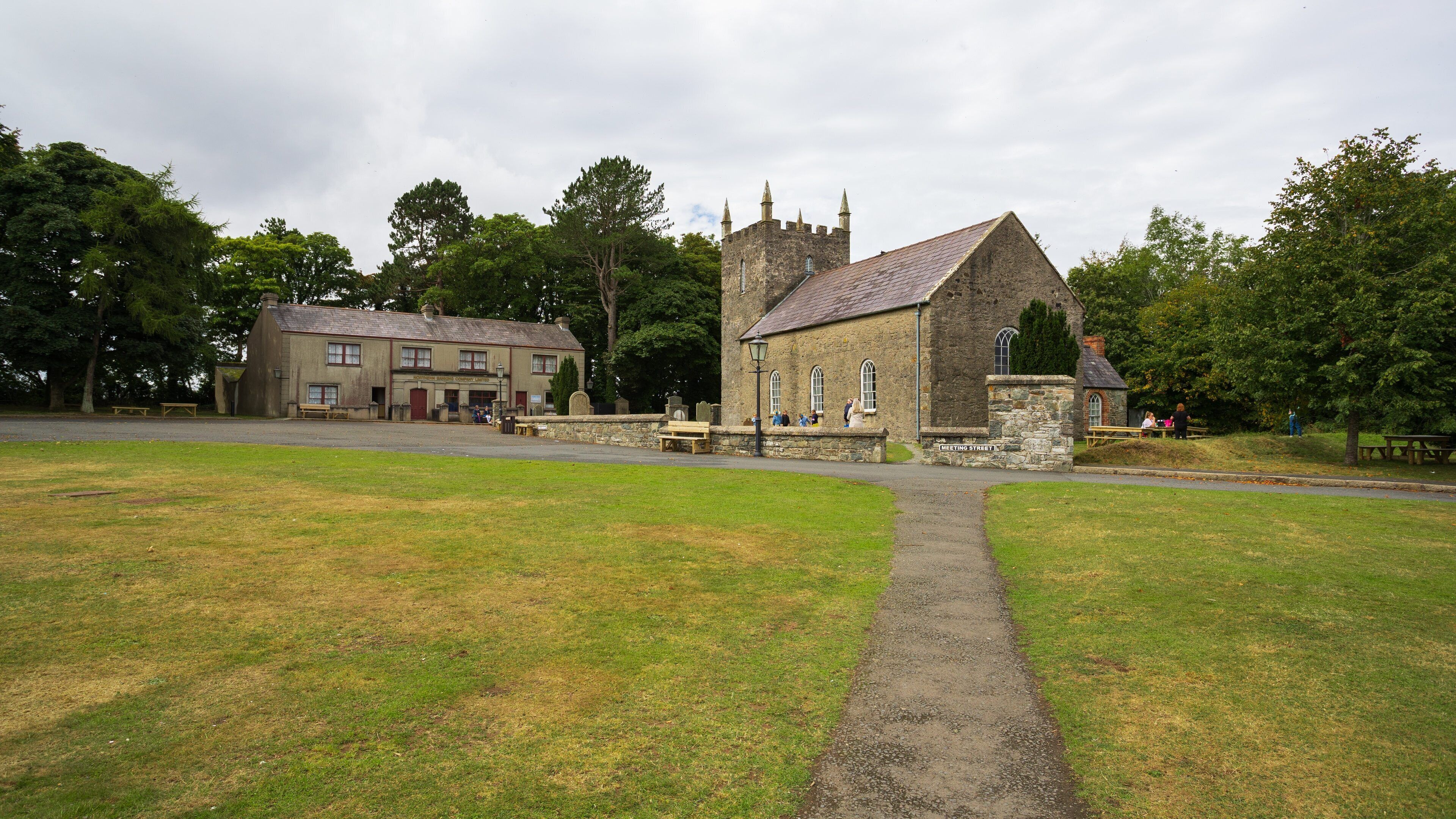 Ulster Folk and Transport Museum featuring heritage architecture and a church or cathedral