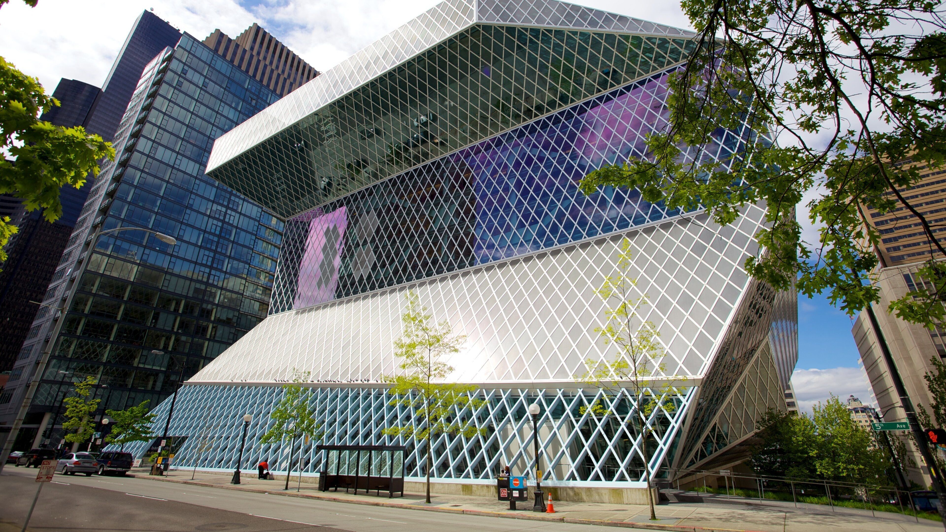 Seattle Central Library showcases modern architecture in downtown Seattle with unique glass design
