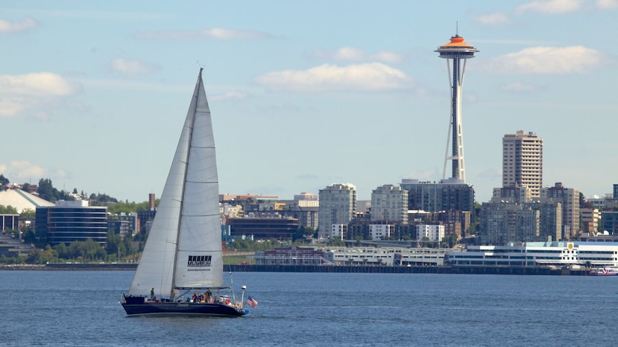 Sailing on Alki Beach with Seattle skyline view featuring the Space Needle was a perfect day on the water