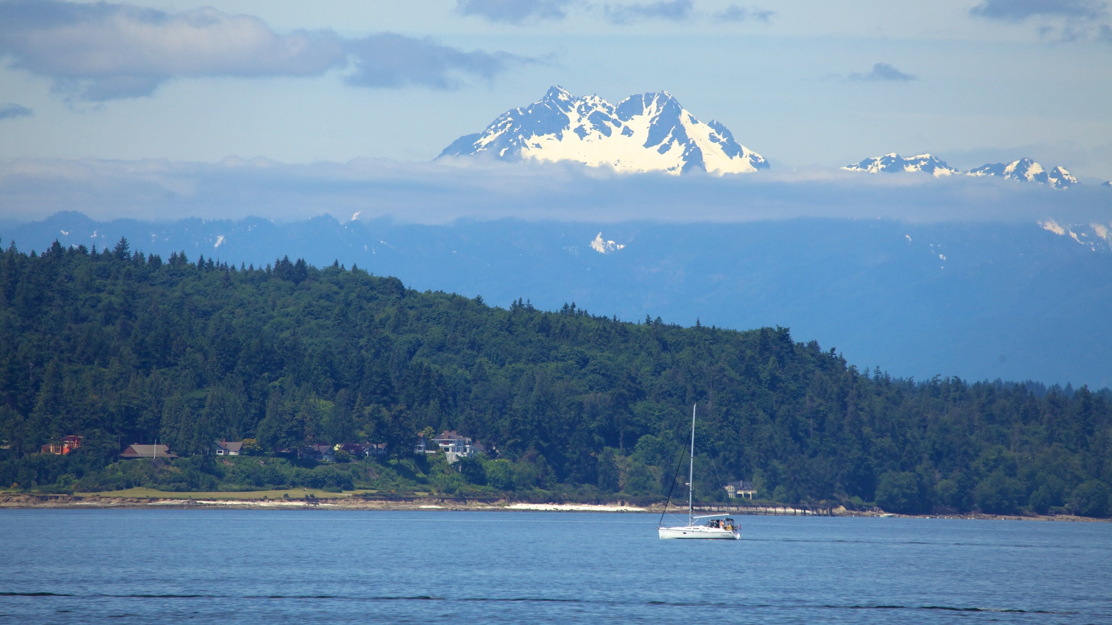 Seattle caracterizando paisagem, neblina e paisagens litorâneas