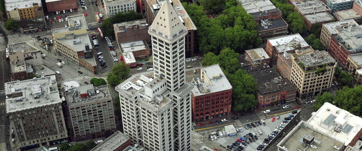 Bird's Eye View On Smith Tower Washington USA
