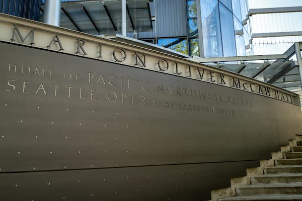 Marion Oliver McCaw Hall showing signage