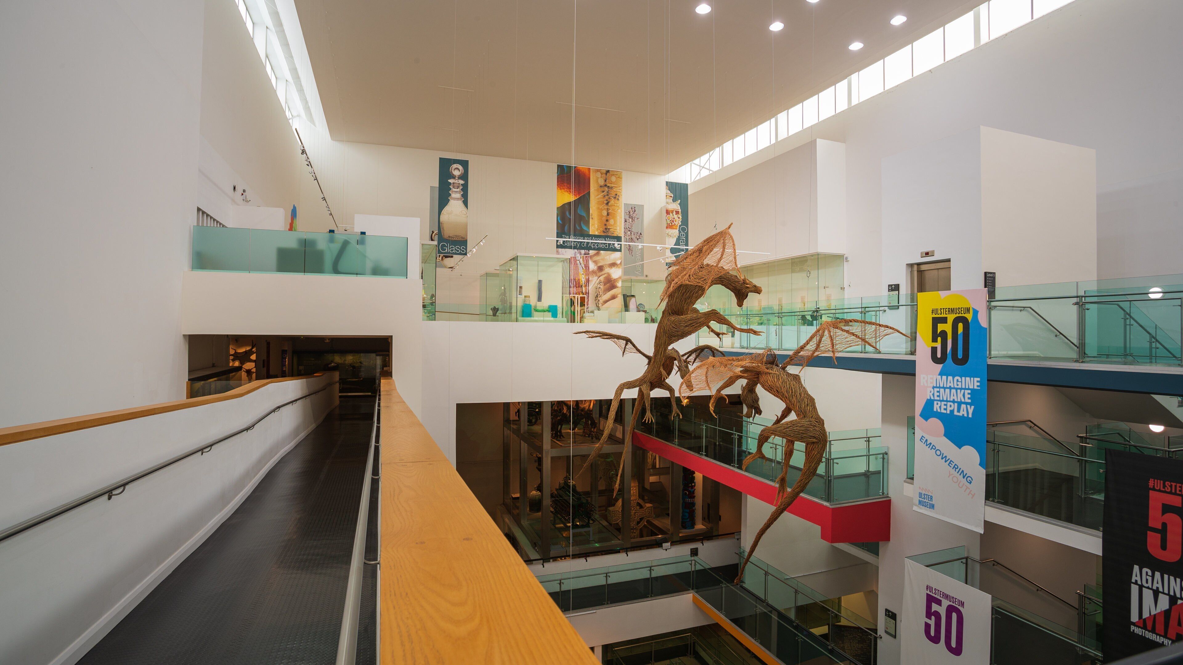 Ulster Museum showing interior views and art