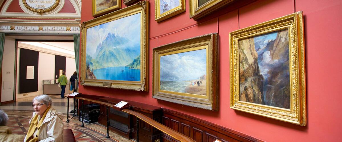 Birmingham Museum and Art Gallery which includes interior views and art as well as an individual femail