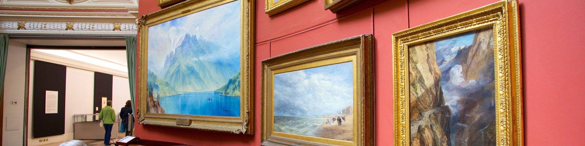 Birmingham Museum and Art Gallery which includes interior views and art as well as an individual femail