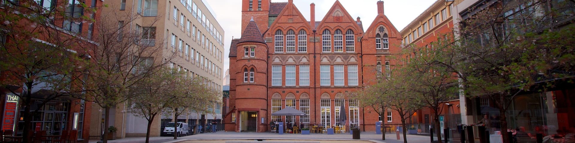 Ikon Gallery which includes heritage architecture, a square or plaza and a city