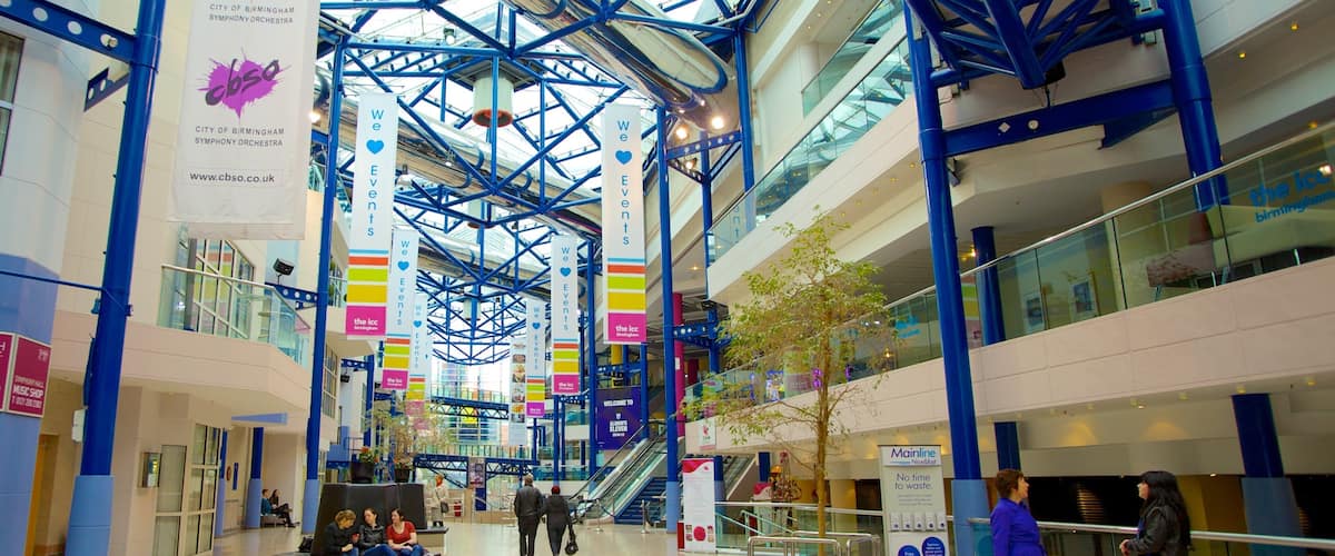 International Convention Centre showing modern architecture and interior views