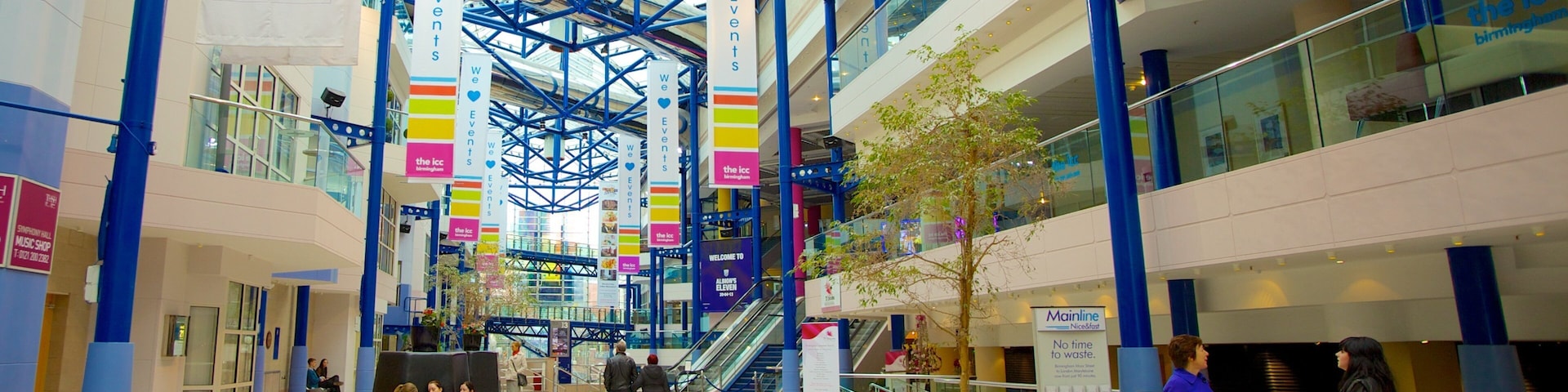 International Convention Centre showing modern architecture and interior views