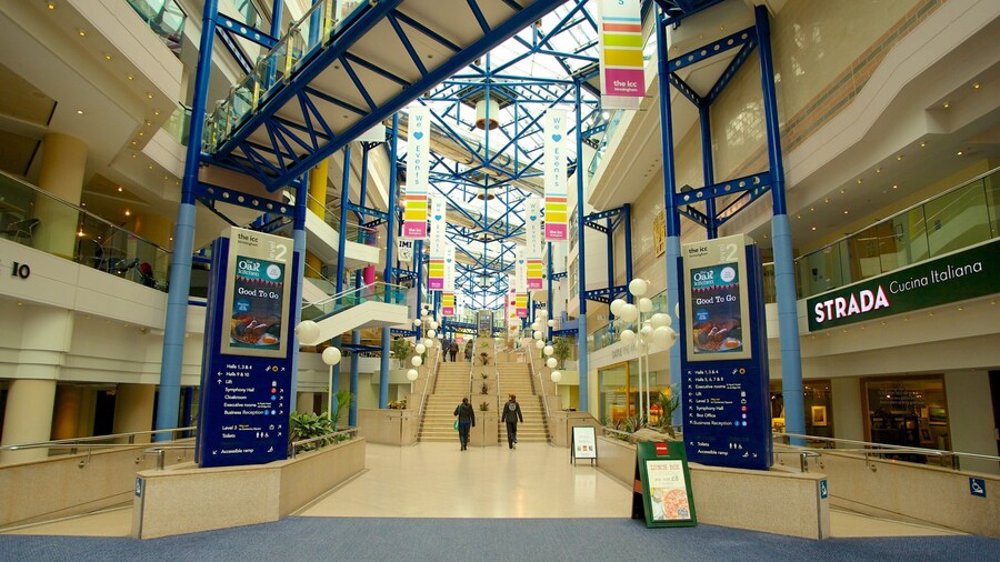 International Convention Centre showing modern architecture and interior views