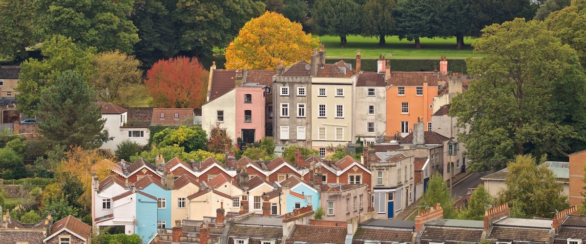 Cabot Tower showing a small town or village and landscape views