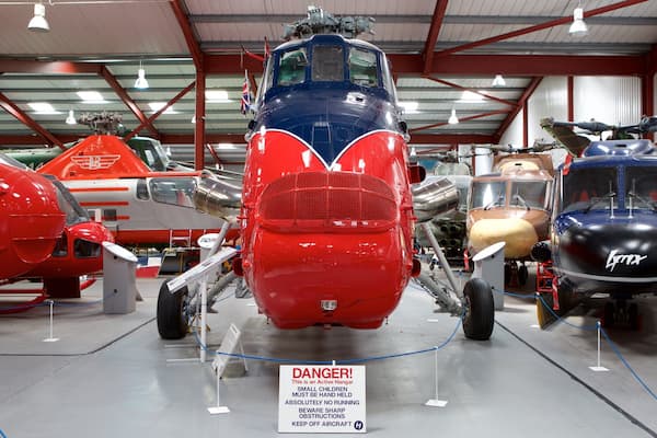 International Helicopter Museum showing interior views and aircraft