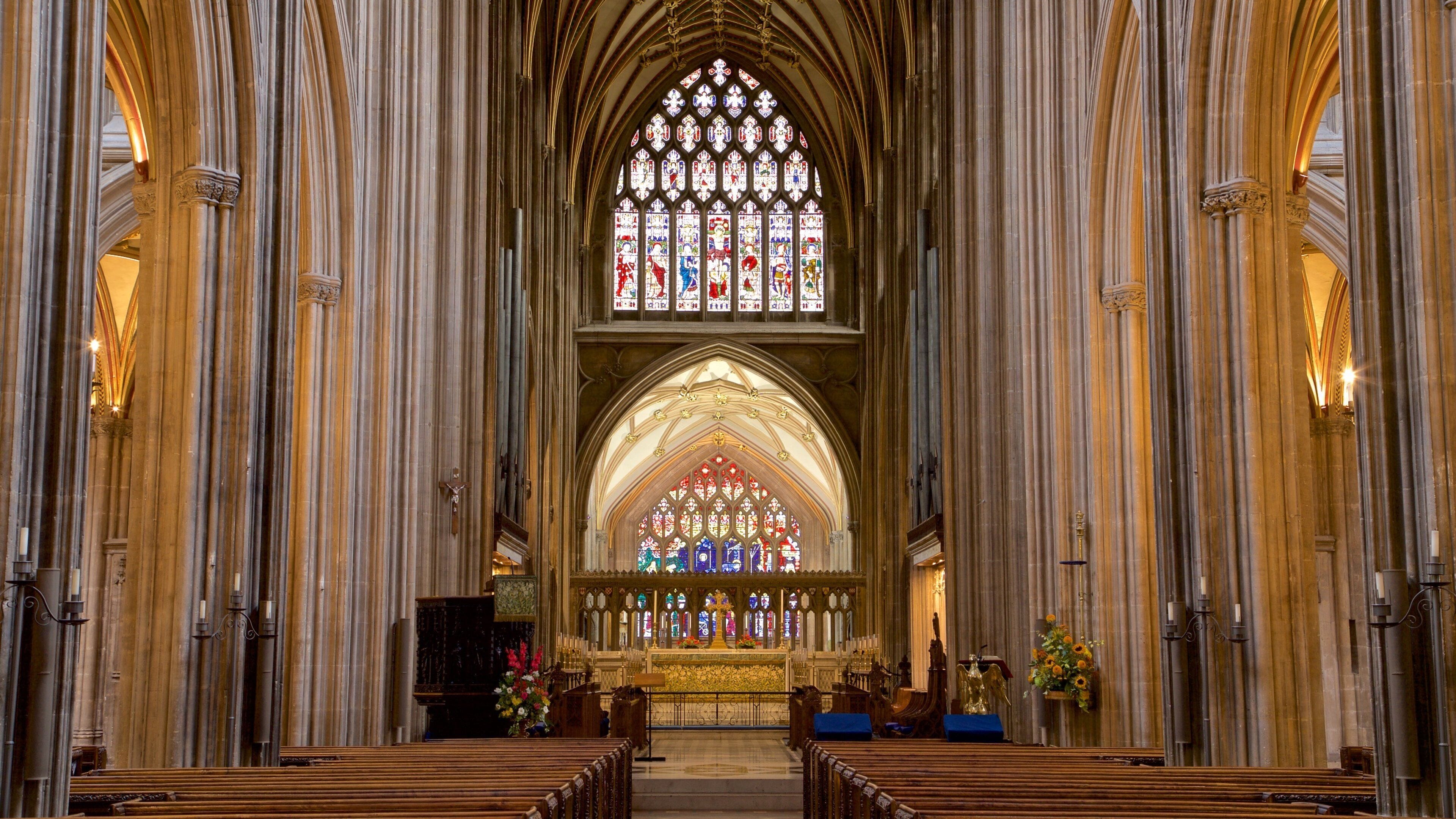 St. Mary Redcliffe Church featuring a church or cathedral, heritage elements and interior views