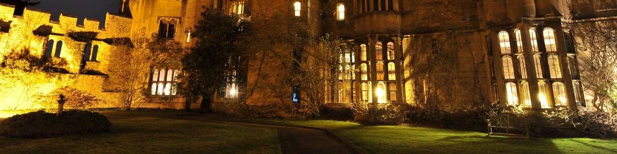 Thornbury Castle featuring heritage architecture, night scenes and chateau or palace