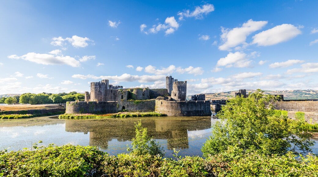 Caerphilly Castle in Caerphilly near Cardiff, Wales, UK