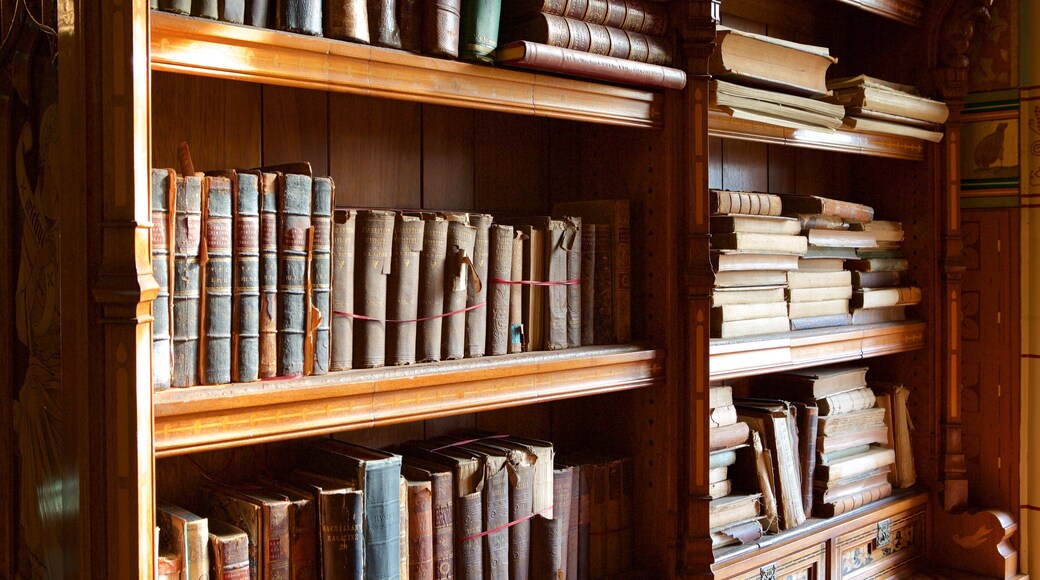 Cardiff Castle que incluye vistas interiores, elementos del patrimonio y castillo o palacio
