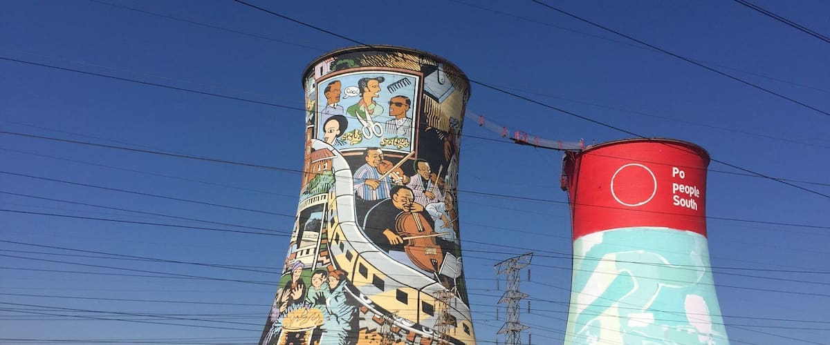 The famous vibrant painted towers in Soweto.