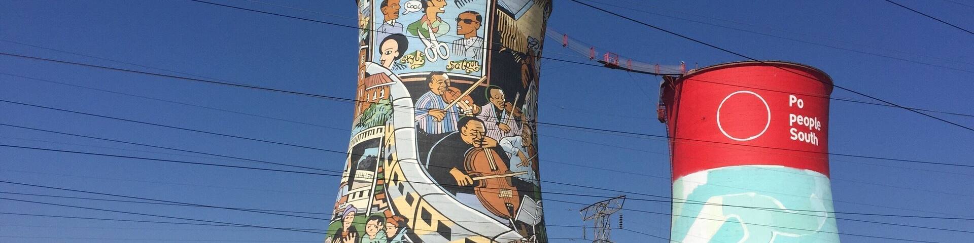 The famous vibrant painted towers in Soweto.