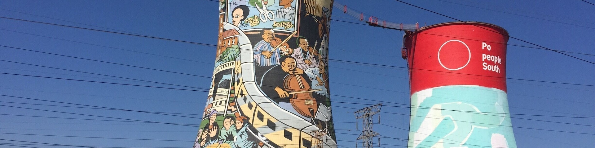 The famous vibrant painted towers in Soweto.