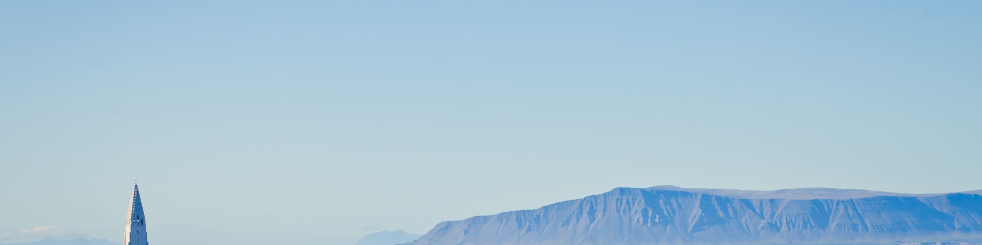 Beautiful super wide-angle aerial view of Reykjavik, Iceland