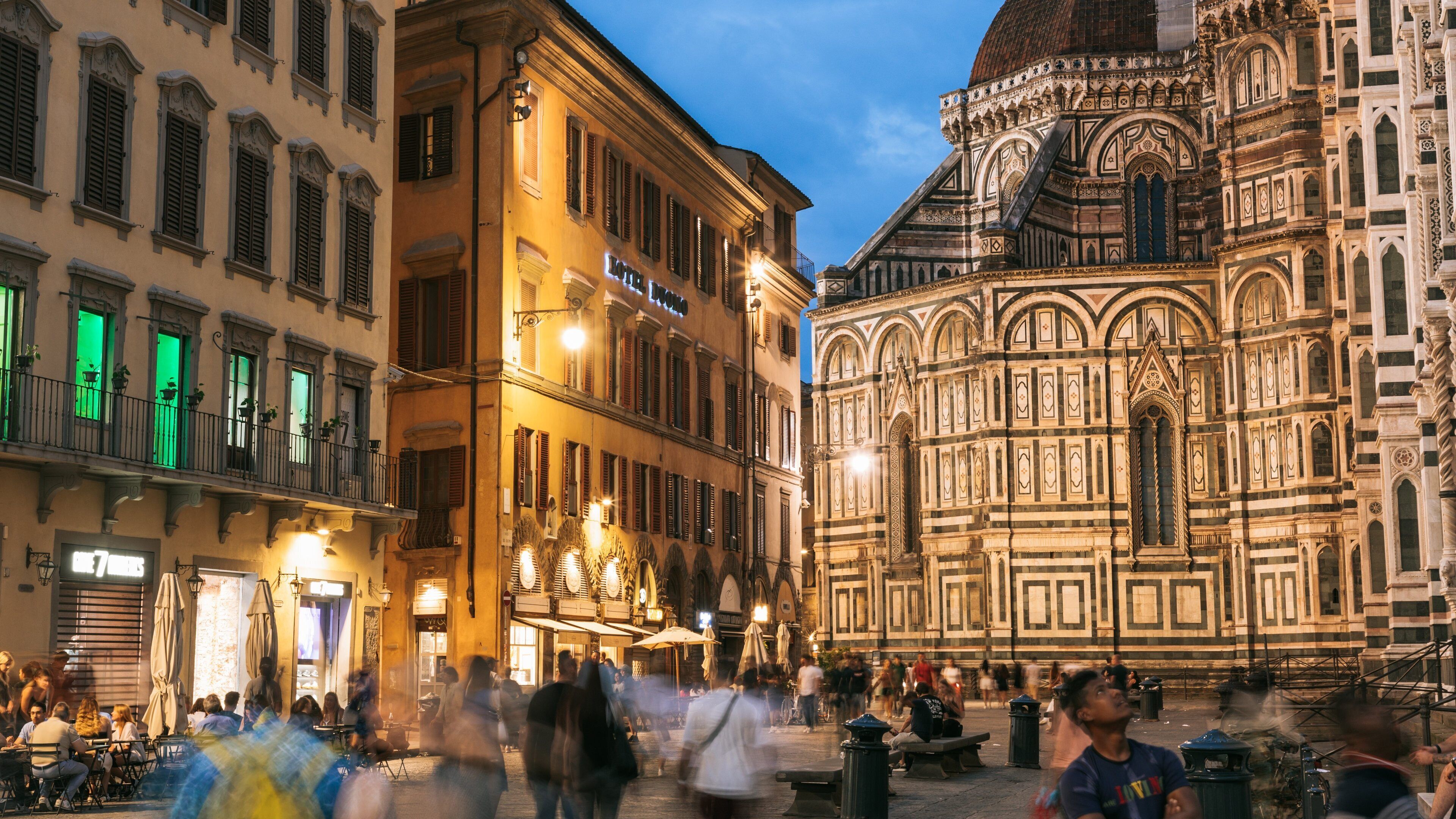 Duomo featuring street scenes, night scenes and a city