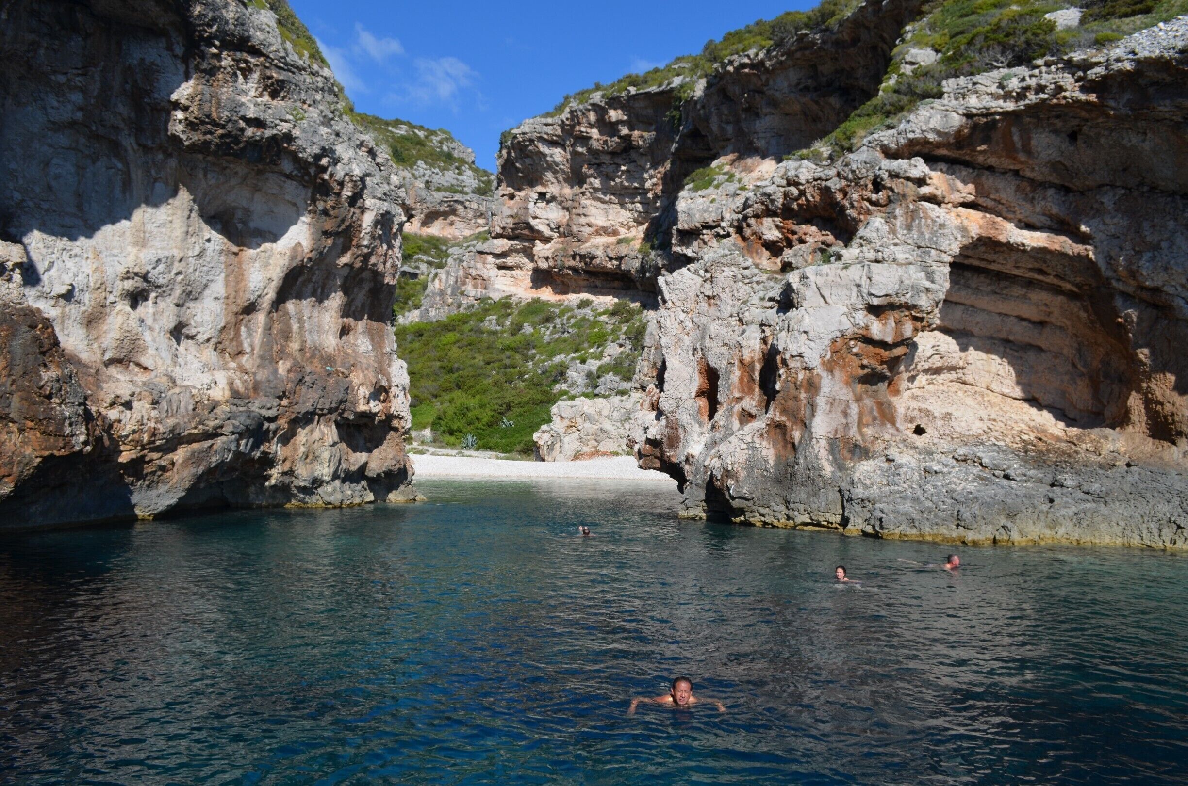 Jumping from a big boat and swimming our way to the rocky stiniva beach in the middle of October. 